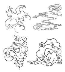  cloud drawing illustrations design for templates.	