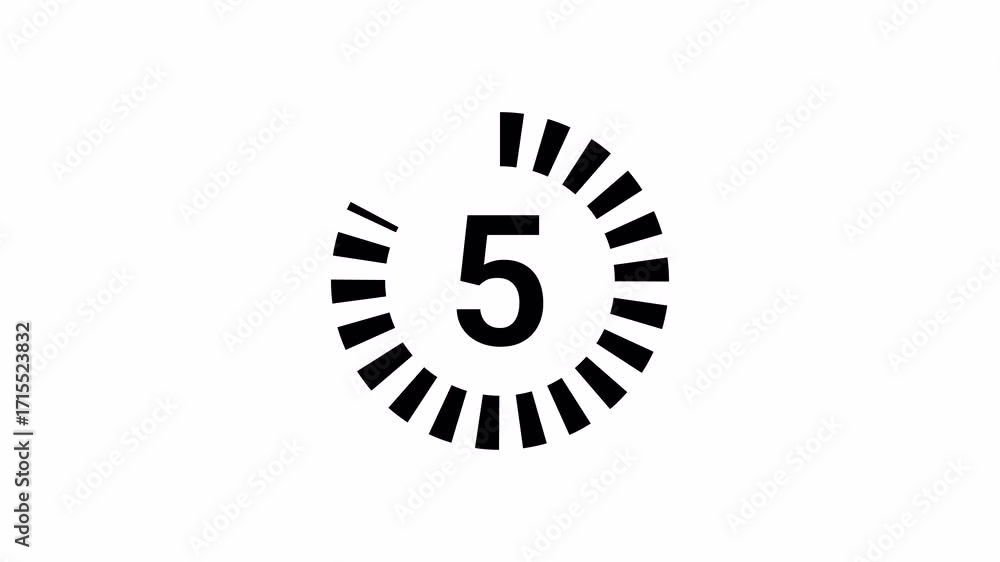 Poster circle countdown timer – 10 to 0 animation – 4k white background