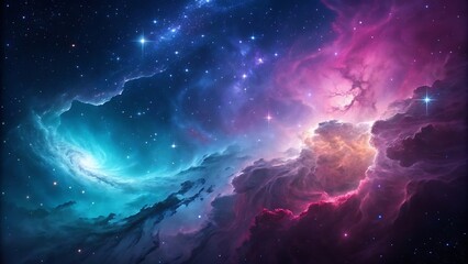 Fototapeta premium Vibrant cosmic nebula swirling clouds of stars celestial artwork