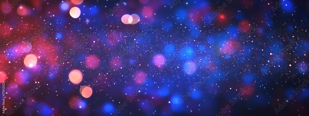 Poster abstract cosmic background with colorful bokeh lights and star-like particles