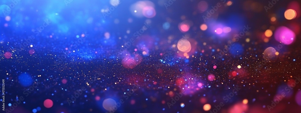 Poster abstract background with glowing bokeh lights in blue and purple hues, featuring soft particles and 
