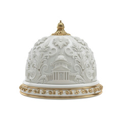 Elegant White and Gold Ornate Dome-Shaped Decorative Box