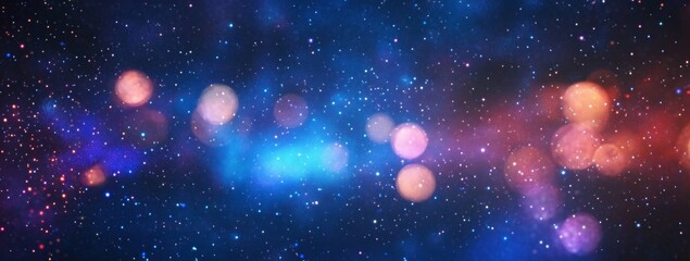 Obraz premium Cosmic nebula with glowing stars and colorful bokeh effects in deep space