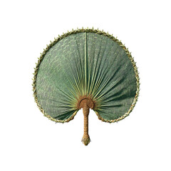 Handcrafted Palm Leaf Fan with Intricate Woven Border - Tropical Design Element