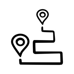 Route doodle vector icon