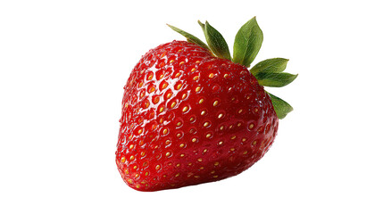 Closeup of a Red Ripe Strawberry on Transparent Background