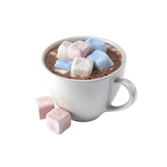 Delightful Hot Chocolate with Colorful Marshmallows in White Mug
