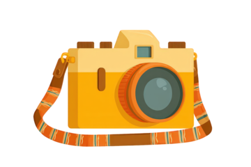 Retro Pixelated Camera With Orange Strap