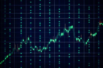 Fototapeta premium Digital financial chart with candlestick pattern on a grid background