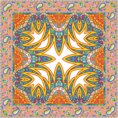 Vibrant Sunburst Mandala Scarf &ndash; Colorful Psychedelic Bandana Pattern