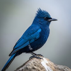 exotic bird with deep blue and white plumage