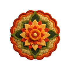 Vibrant Floral Mandala Made of Natural Materials