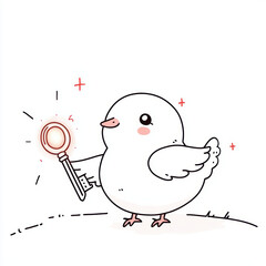 A dove holding glowing key clipart unlocking hope with gentle charm and soft blush