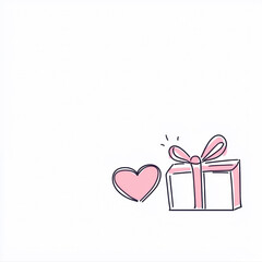 Pink heart and pink ribbon gift box illustration expressing love and celebration