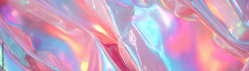 Poster vibrant iridescent fabric with bright colors and smooth texture creating abstract artistic backgroun