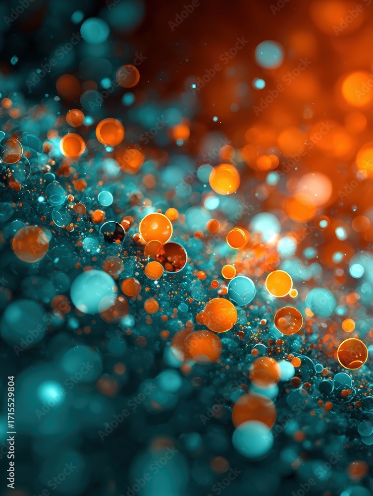 Poster vibrant abstract background featu glowing bokeh circles and sparkling light particles in warm orange