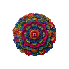 Vibrant Mandala of Colorful Flowers in Intricate Sand Art Design