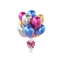 Festive Bunch of Metallic Balloons with Pink Bow