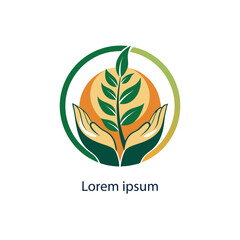 Fototapeta premium Hand holding plant logo design vector