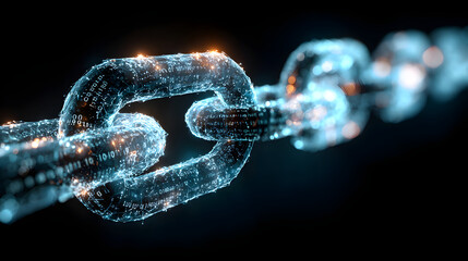 blockchain digital chain made up of 1s and 0s binary coding crypto currency technology background