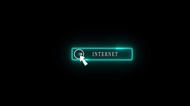 Glowing neon blue color white text cursor animation. design is insert button vector sign, symbol, pointing towards download.4k Motion video..