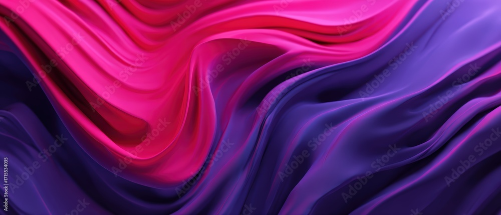 Poster vibrant abstract flowing fabric in dynamic pink purple and violet colors with smooth silky textures 