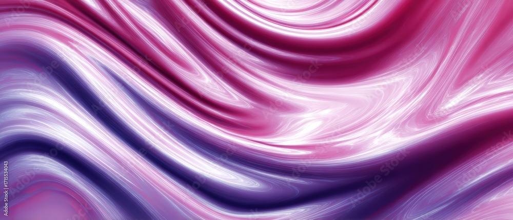 Poster fluid abstract background with flowing pink and purple silky waves creating a smooth hypnotic patter