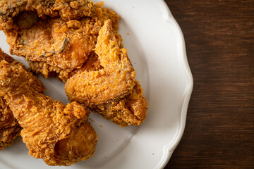 fried chicken with ketchup on plate