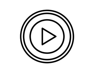White play button icon, circular design