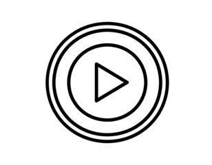 White play button icon, circular design