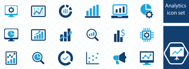 data, increase, growth, pie chart, data analytics, business, report and more. Solid vector icons collection.
