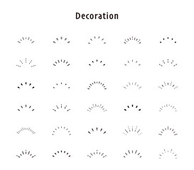 気づき　アクセント　サンバースト　集中線　半円　イラスト　ベクター　セット　バリエーション　素材　背景