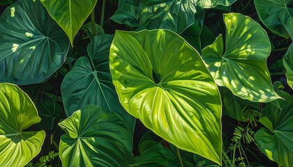 Tropical Leaf Canopy Vivid Green Lush Foliage