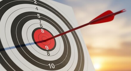 Arrow hitting the bullseye on a target, symbolizing success and accuracy