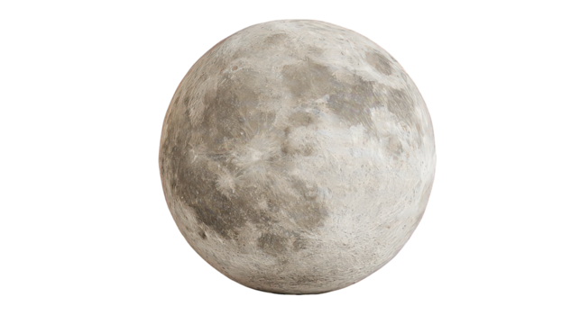 Grey Celestial Sphere Detailed Texture Isolated on Transparent Background