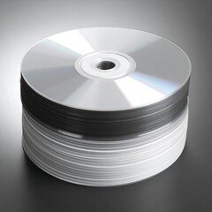 Stacked CDs on dark background