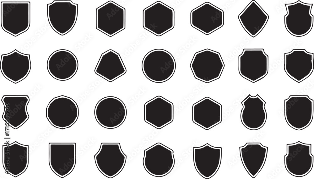 Poster vector art of collection of shield icons for design needs