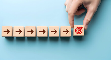 Achieve business goals by placing the target icon on the final arrow block