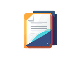Stacked documents in a folder, stylized graphic