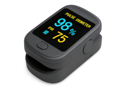 Pulse oximeter displaying oxygen saturation and pulse rate for health monitoring