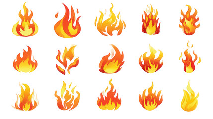 Pixel Art Fire Flames: Orange Yellow Red Burning Icons