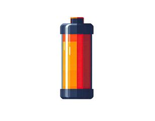 A stylized illustration of a battery.  It's a cylinder with a dark gray casing, and an orange-red interior that's visually representing the battery charge level