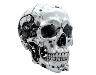 Cybernetic skull, white and black, detailed