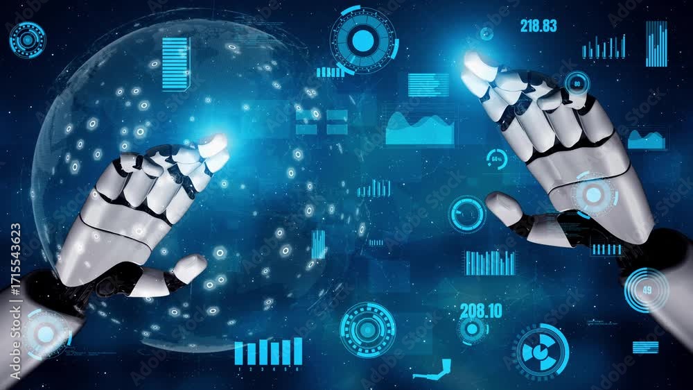 Poster explore the intersection of technology and innovation with these futuristic robotic hands manipulati
