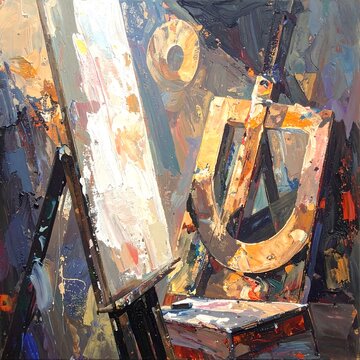 Abstract art studio interior