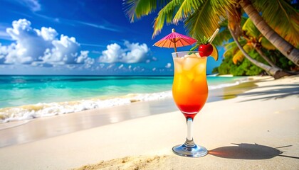 Tropical Seaside Cocktail Blissful Vacation