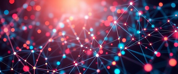 Abstract digital network nodes and connections, mining, virtual