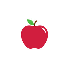 Red Apple with Green Leaf - Healthy Fruit Icon