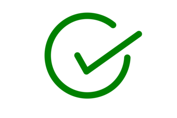 Green circle check mark icon for tick, correct, approved, confirm, success, and validation on transparent background