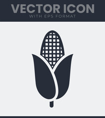 Simple corn cob vector icon food graphic